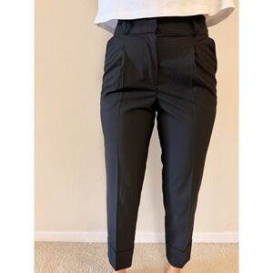 Peserico Handmade Pleated Cuffed Dress Pants Black Made in Italy IT 38 US 0
